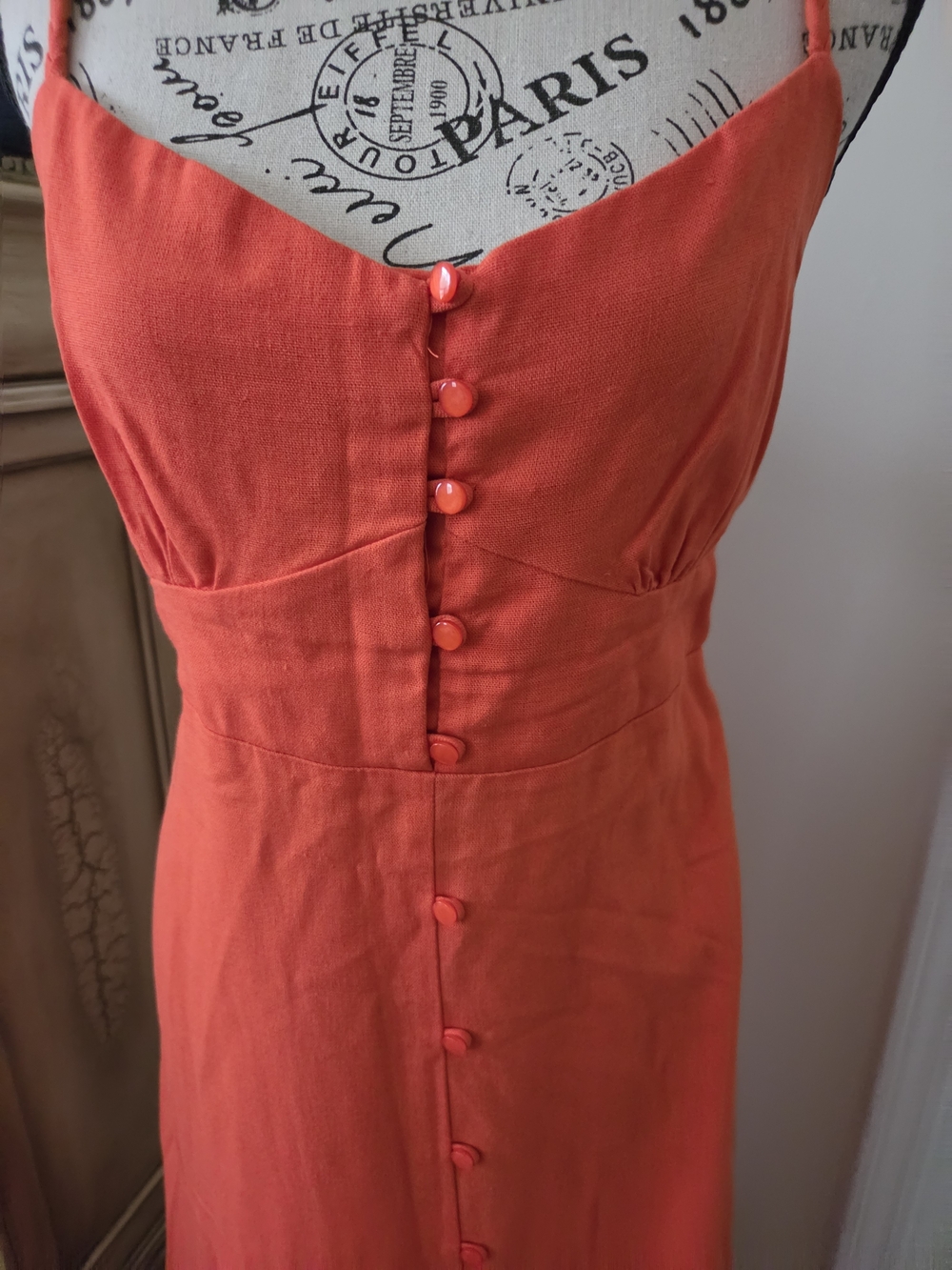 Monteau Vibrant Orange Button-Front Maxi Dress - Picture 2 of 8